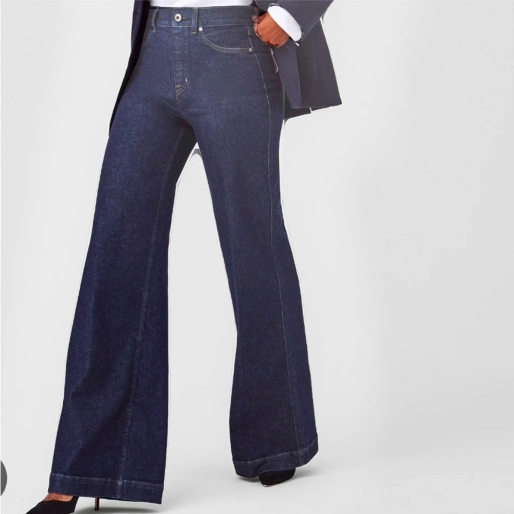 SPANX Dark Blue Flare & Wide Leg Jeans